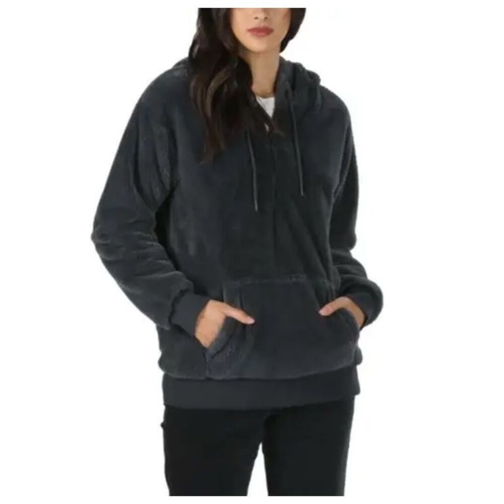 Vans Subculture II half zip plush hoodie in asphalt - L